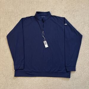 Holderness & Bourne The Westland 1/4 Zip Pullover Mens Sz XL Navy Logo NWT